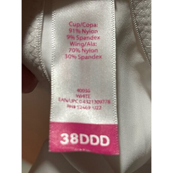 No Boundaries 38DDD T-Shirt Bra White With Adjustable Straps & Hook Closure - Picture 6 of 6